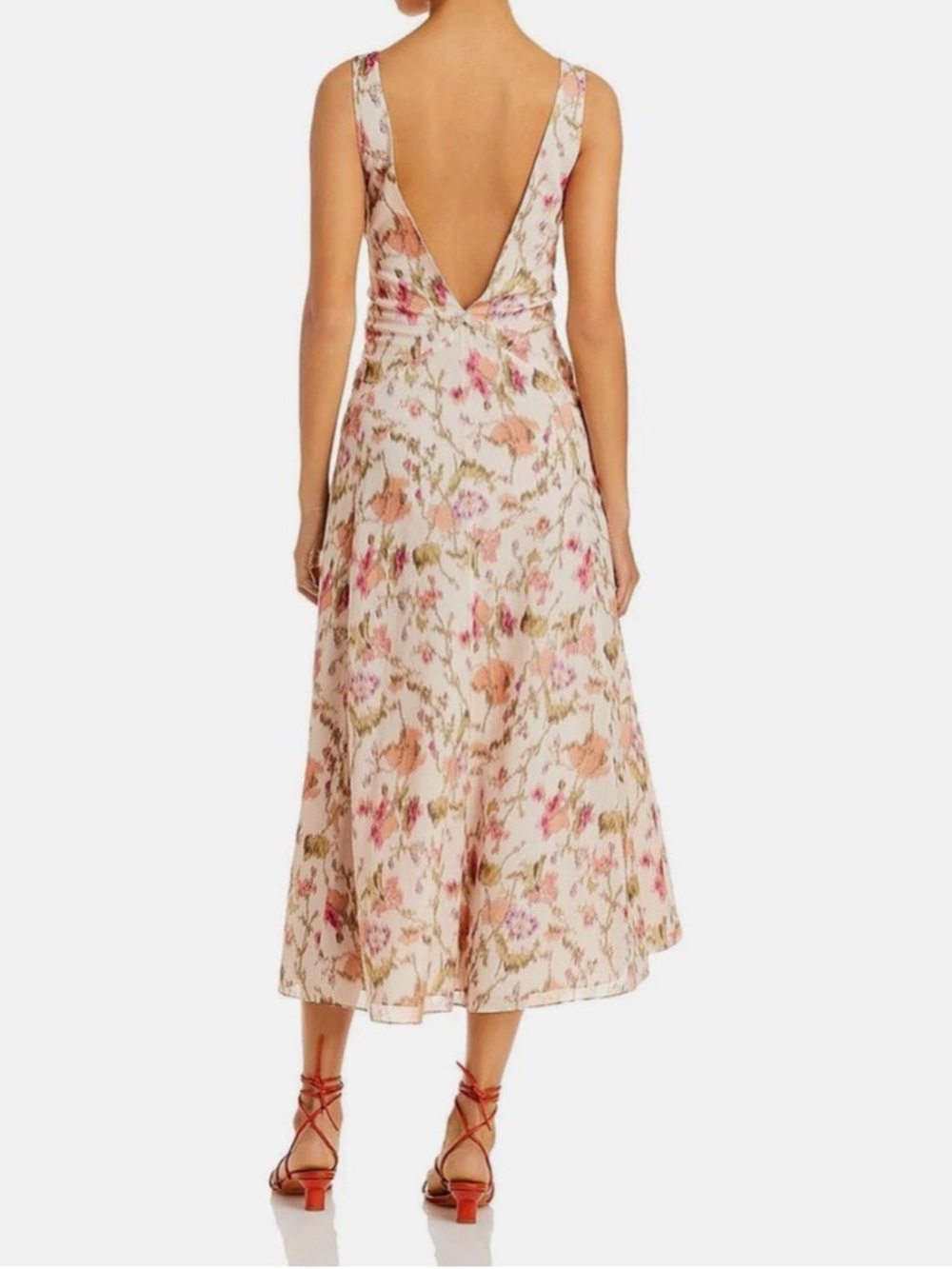 Rebecca Taylor Floral Cotton Front Tie Midi Dress Size 6 Sleeveless Cottagecore - Picture 2 of 9